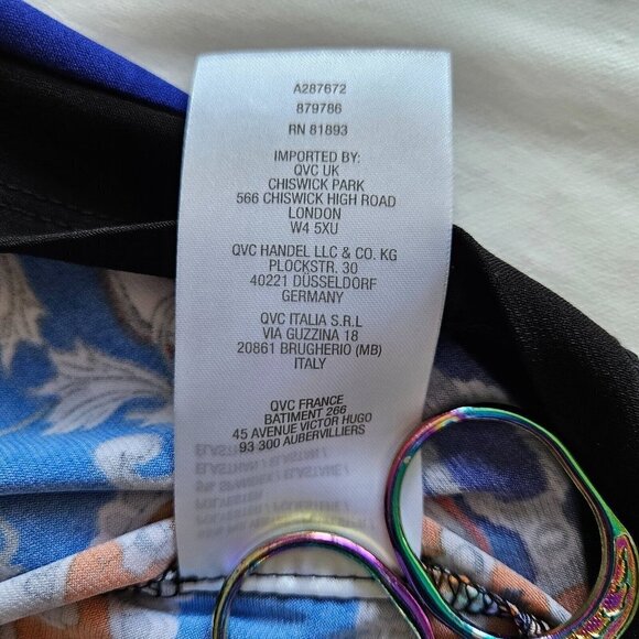 Susan Graver Multicolor Mandala Print Cold Shoulder Short Sleeve Tunic Top 1X - Picture 6 of 11